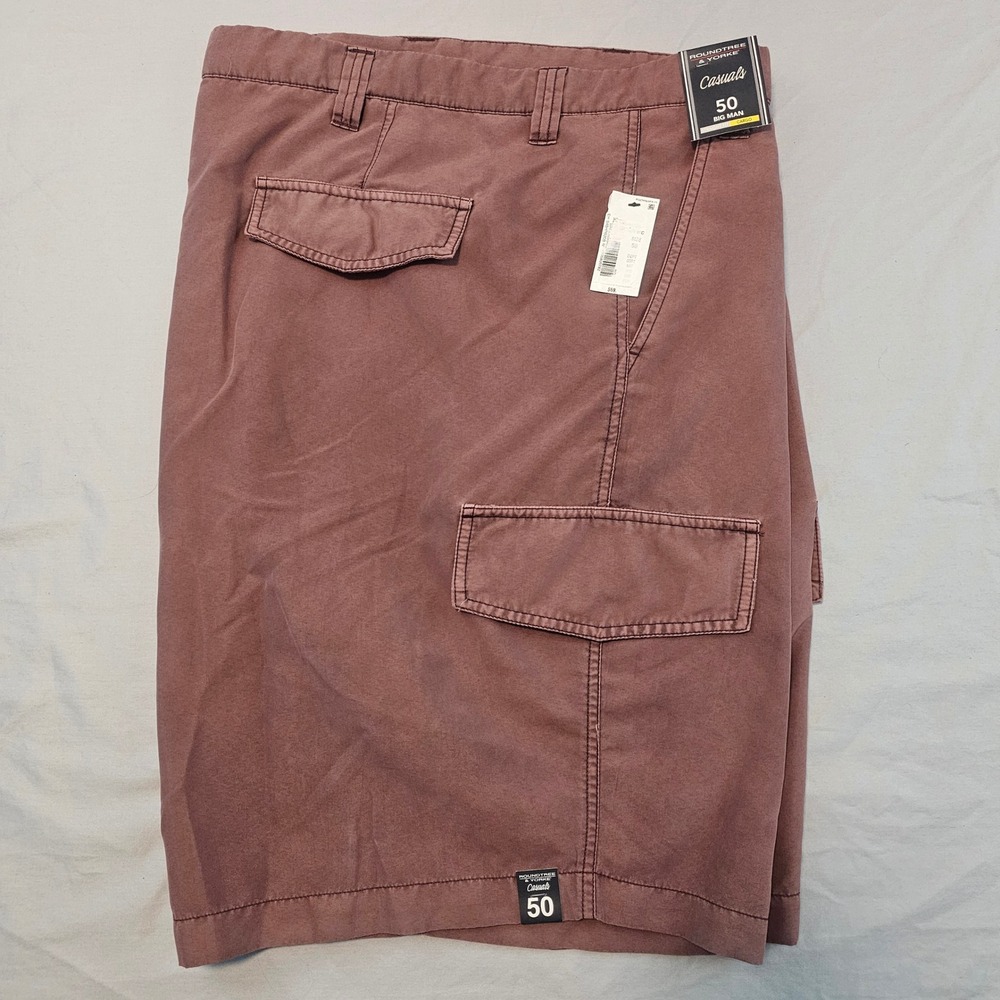 Roundtree & Yorke 50 Big Man Smoky Burgundy Cargo Shorts 9" inseam NWT $69 L867